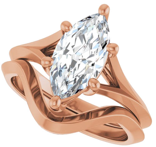 Sužadėtuvių Žiedas „Solitaire“ 585 Rožinis Aukso Marquise 12mm x 6mm (10)