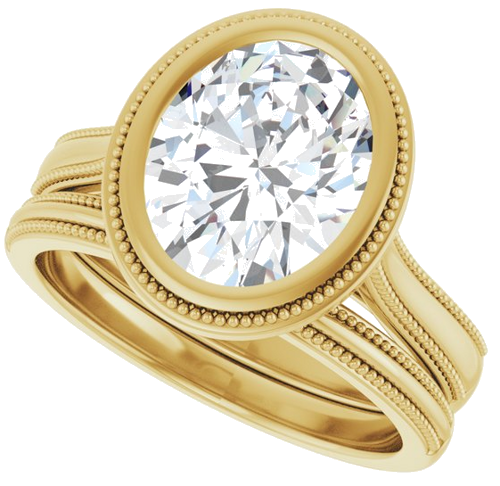 Sužadėtuvių Žiedas „Solitaire“ 585 Geltonojo Aukso Oval 10mm x 8mm (9)