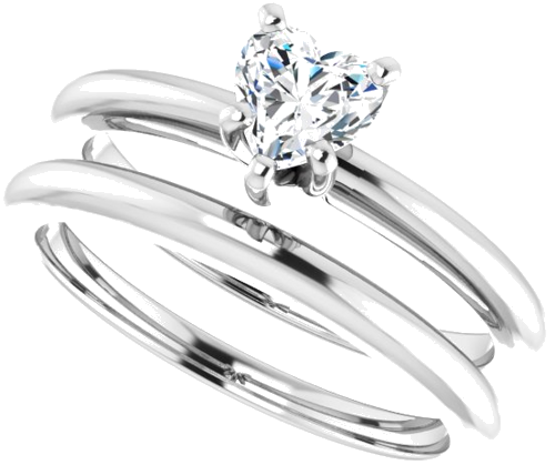 Sužadėtuvių Žiedas „Solitaire“ 585 Baltojo Aukso Heart Shape 5mm (10)