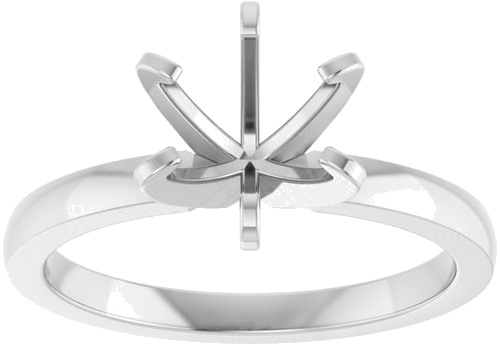 14K White 7.3-7.7 mm Round Solitaire Engagement Ring Mounting (3)