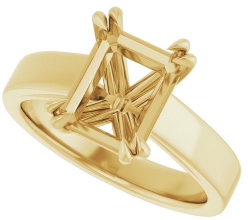 10K Yellow 9x7 mm Emerald Engagement Ring Mounting (5)