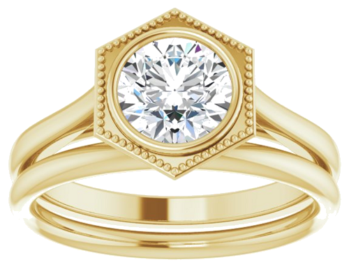 14K Yellow 6.5 mm Round Solitaire Engagement Ring Mounting (8)