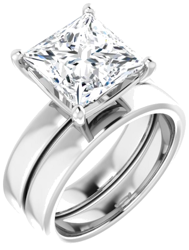 14K White 9 mm Square Solitaire Engagement Ring Mounting (6)