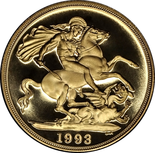 Dubultā suverēnā Elizabete II Diadema - 1997. gada Apvienotās Karalistes zelta monēta (15,98 g) (2)