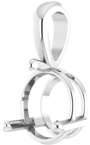 14K White 10 mm Round 3-Prong Pendant Mounting (2)