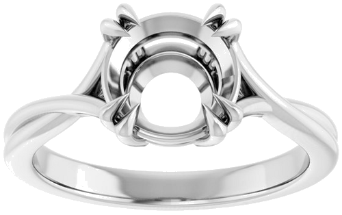 14K White 8 mm Round Solitaire Engagement Ring Mounting (3)