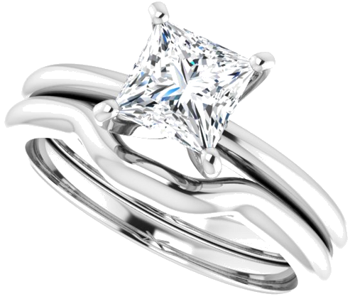 Sužadėtuvių Žiedas „Solitaire“ 585 Baltojo Aukso Square 5.5mm (10)