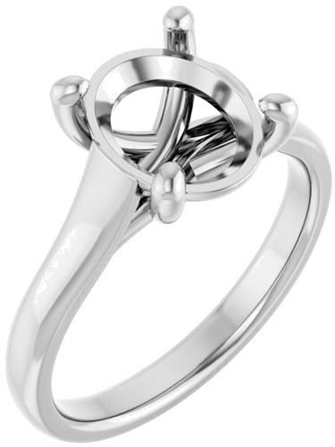 14K White 10x8 mm Oval Solitaire Engagement Ring Mounting (1)