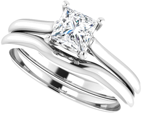 Sužadėtuvių Žiedas „Solitaire“ 585 Baltojo Aukso Square 4.5mm (10)