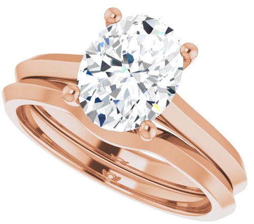 Sužadėtuvių Žiedas „Solitaire“ 585 Rožinis Aukso Oval 9mm x 7mm (10)