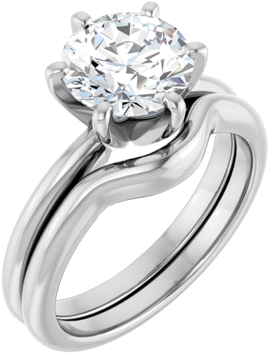 14K White  8 mm Round Solitaire Engagement Ring Mounting (6)