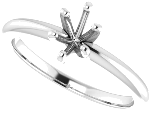 14K White  6x4 mm Oval Solitaire Engagement Ring Mounting (5)