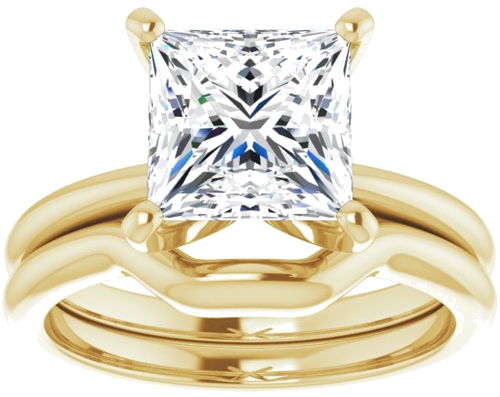 14K Yellow  7.5x7.5 mm Square Solitaire Engagement Ring Mounting (8)
