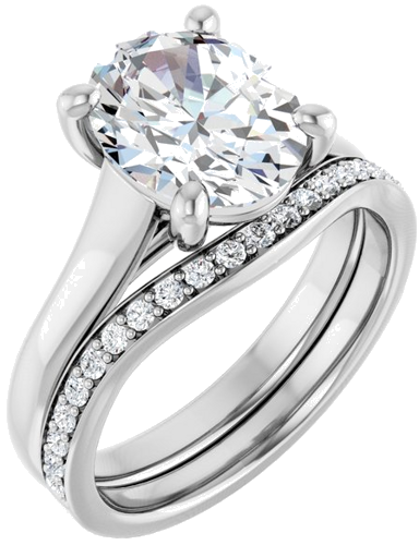 14K White 10x8 mm Oval Solitaire Engagement Ring Mounting (6)