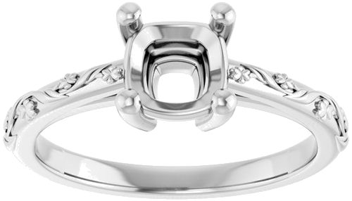 Sužadėtuvių Žiedas „Solitaire“ 585 Baltojo Aukso Cushion 6mm (3)