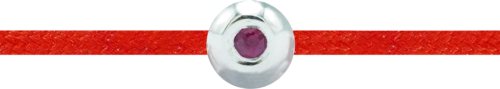 Raudono siūlo apyrankė su balto aukso karoliuku ir rubinu (2)