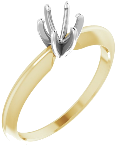 Sužadėtuvių Žiedas „Solitaire“ 585 Baltojo Ir Geltonojo Aukso Round 4.2mm x 4.9mm (1)