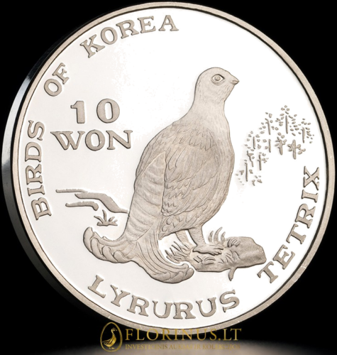1999 Šiaurės Korėja, Lyrus Tetrix, 10 won sidabrinė moneta (3)