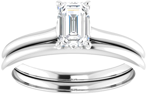 14K White  6x4 mm Emerald Solitaire Engagement Ring Mounting (8)