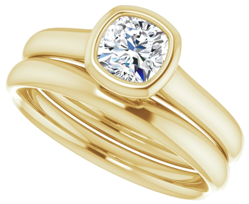 14K Yellow  5 mm Cushion Solitaire Engagement Ring Mounting (10)