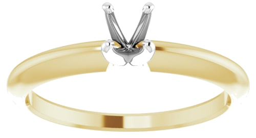 14K Yellow   White 4-4.1 mm Round 4-Prong Comfort-fit Solitaire Ring Mounting (3)