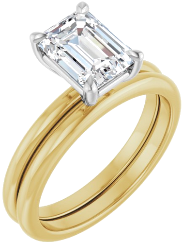 14K Yellow White 8x6 mm Emerald Solitaire Engagement Ring Mounting (6)