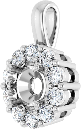 14K White 5.5 mm Round 3 8 CTW Natural Diamond Semi-Set Pendant (2)