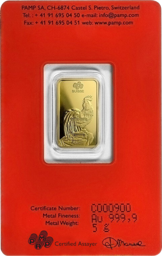 5 g Collectible (Lunar) Investment Gold Bar Rooster 2017 PAMP (2)
