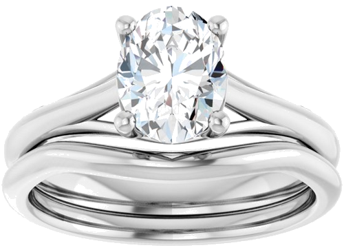 14K White 8x6 mm Oval Solitaire Engagement Ring Mounting (8)