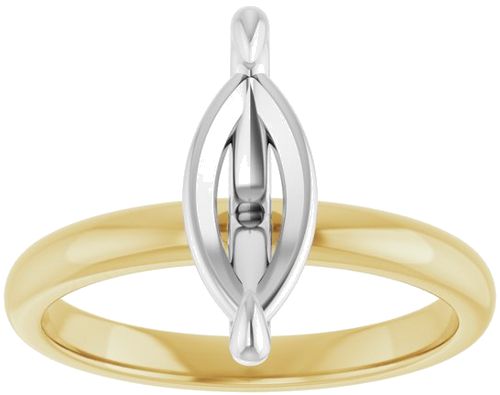 14K Yellow White 12 x 6 mm Marquise Engagement Ring Mounting (3)