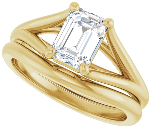 Sužadėtuvių Žiedas „Solitaire“ 585 Geltonojo Aukso Emerald 7mm x 5mm (10)