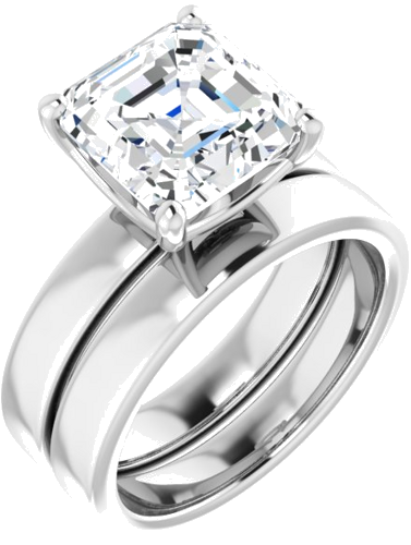 14K White 9 mm Asscher Solitaire Engagement Ring Mounting (6)