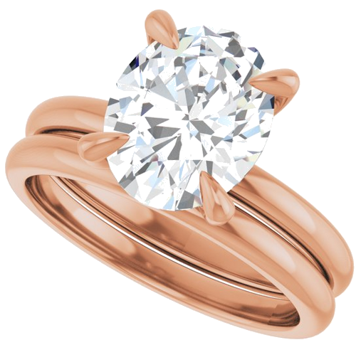 Sužadėtuvių Žiedas „Solitaire“ 585 Rožinis Aukso Oval 10mm x 8mm (10)