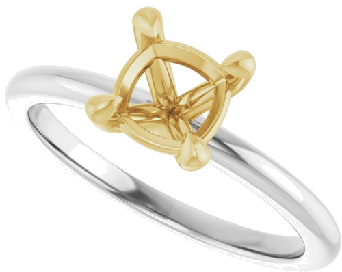 14K White Yellow 6x6 mm Cushion Solitaire Engagement Ring Mounting (5)