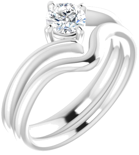 Sužadėtuvių Žiedas „Solitaire“ 585 Baltojo Aukso Round 4.8mm (6)