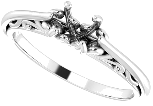 14K White 5.2 mm Round Engagement Ring Mounting (10)