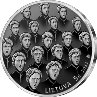 2023 Литва Хор Ažuoliukas 5 евро серебряная монета (1)