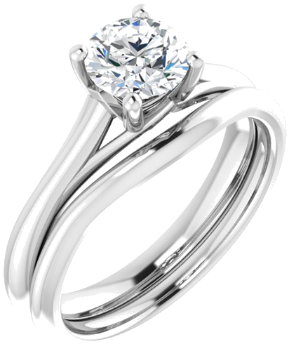 Sužadėtuvių Žiedas „Solitaire“ 585 Baltojo Aukso Round 6mm (6)