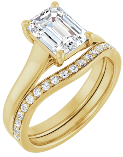 Sužadėtuvių Žiedas „Solitaire“ 585 Geltonojo Aukso Emerald 8mm x 6mm (6)