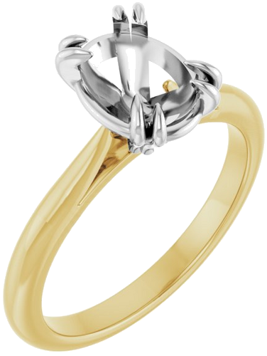 Sužadėtuvių Žiedas „Solitaire“ 585 Baltojo Ir Geltonojo Aukso Oval 9mm x 7mm (1)