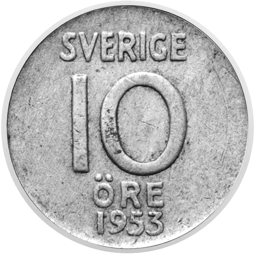 10 Öre (1950–1973) Zviedrijas sudraba monēta (2)