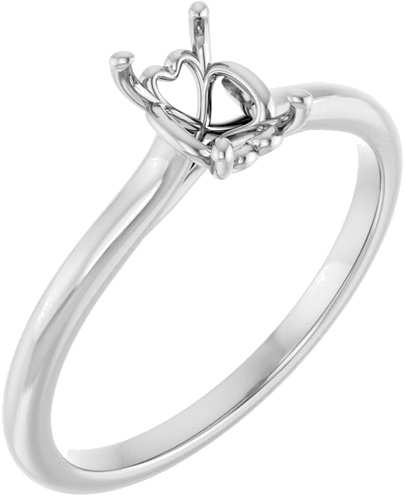 14K White  6x4 mm Emerald Solitaire Engagement Ring Mounting (1)