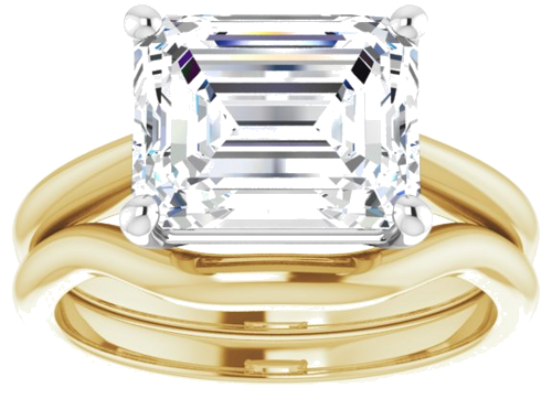 Sužadėtuvių Žiedas „Solitaire“ 585 Baltojo Ir Geltonojo Aukso Emerald 10mm x 8mm (8)