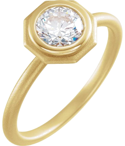 14K Yellow 6.5 mm Round Bezel-Set Solitaire Engagement Ring Mounting with Bead Blast Finish (3)