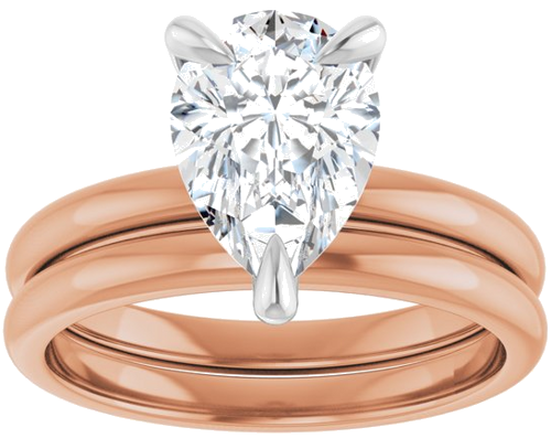 Sužadėtuvių Žiedas „Solitaire“ 585 Baltojo Ir Rožinis Aukso Pear Shape 10mm x 7mm (8)