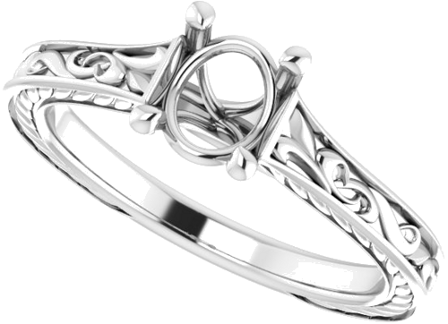 14K White 7x5 mm Oval Engagement Ring Mounting (5)