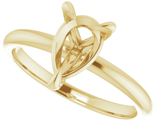 14K Yellow  9x6 mm Pear Solitaire Engagement Ring Mounting (5)