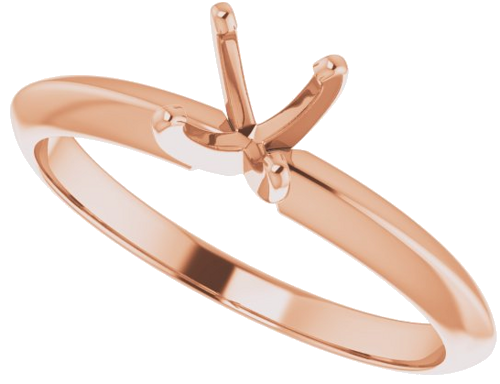 14K Rose 5-5.3 mm Round 4-Prong Light Solitaire Ring Mounting (5)