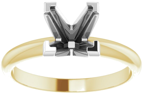 14K Yellow White 6.5 mm Square V-End 4-Prong Engagement Ring Mounting (3)