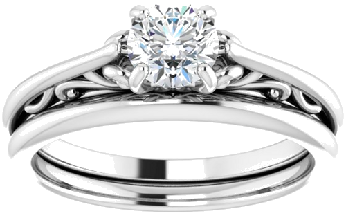 14K White 5.2 mm Round Engagement Ring Mounting (13)